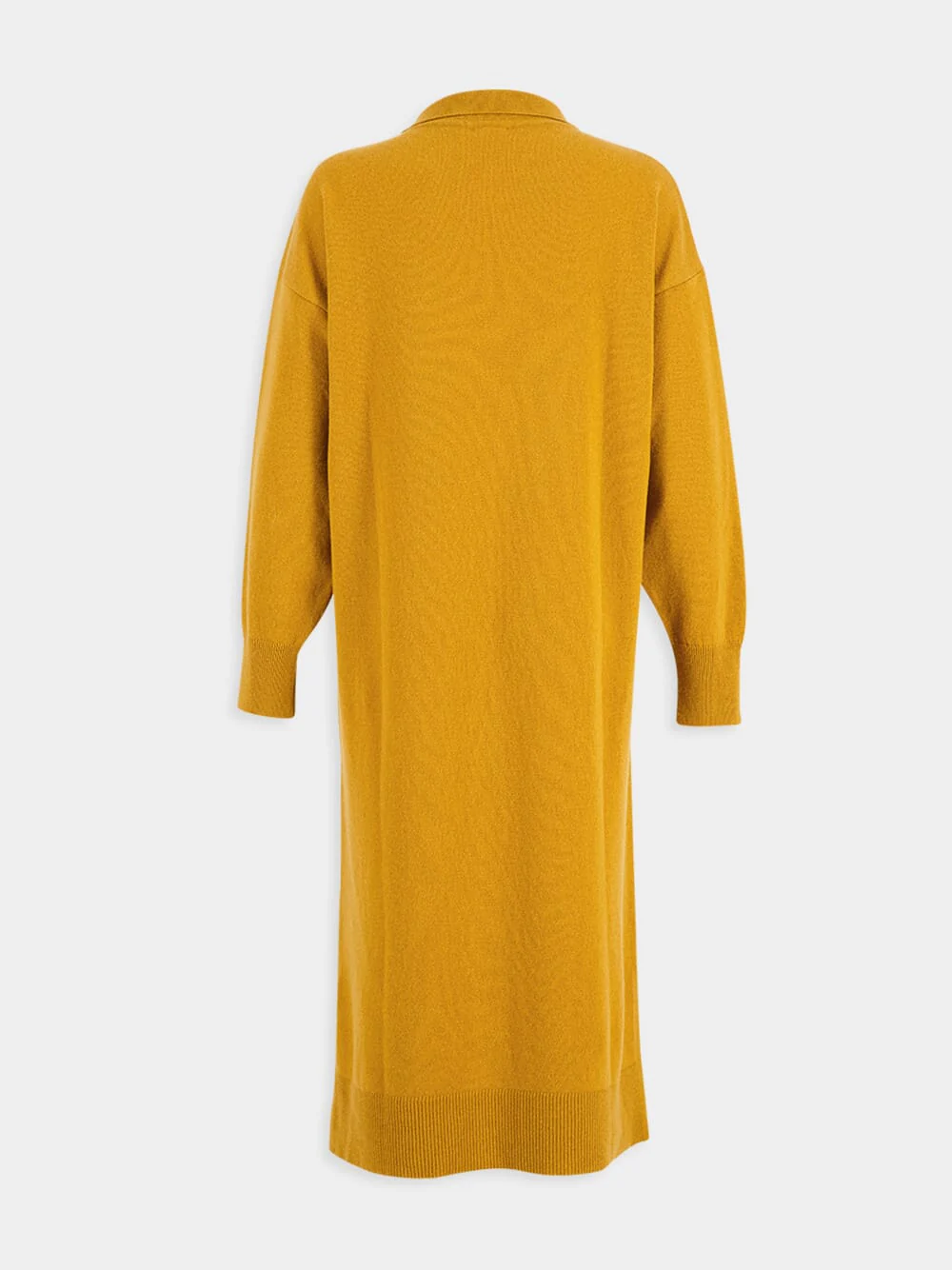 Maya Mustard V-Neck Cashmere Midi Dress - Image 3