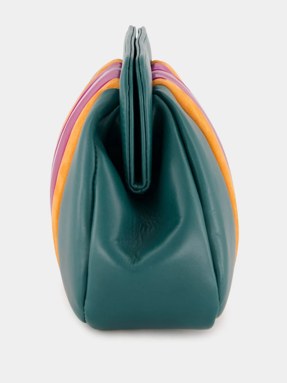 Medine Botanical Green Leather and Suede Clutch - Image 10