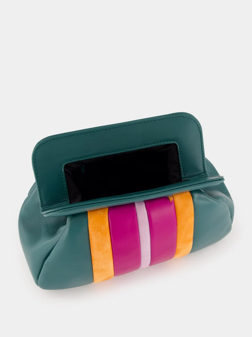 Medine Botanical Green Leather and Suede Clutch - Image 6
