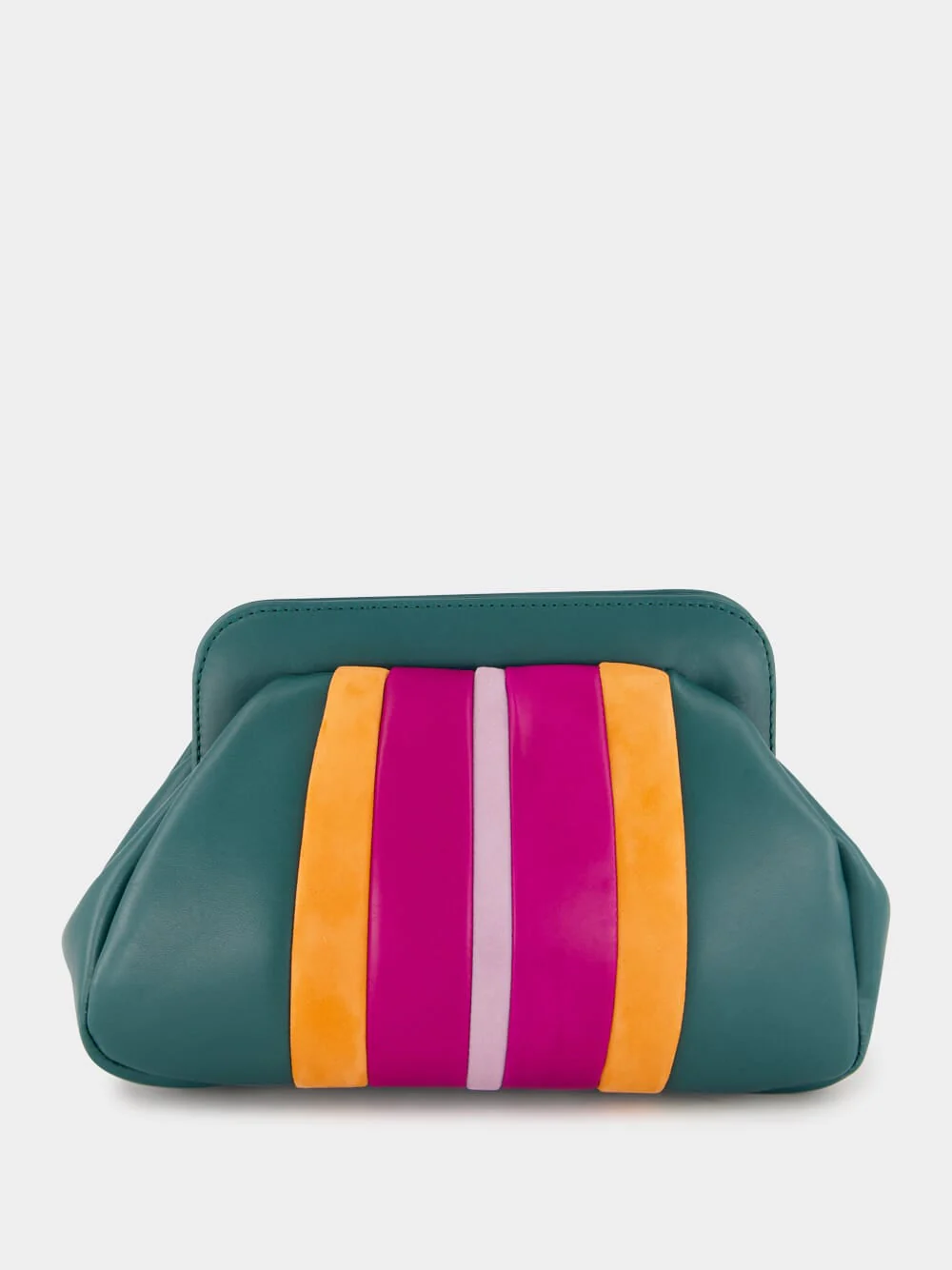 Medine Botanical Green Leather and Suede Clutch - Image 8