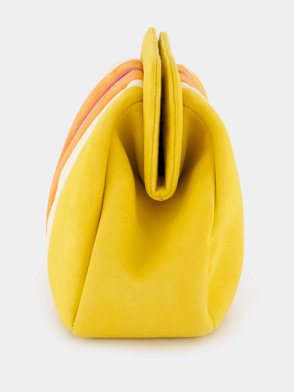Medine Golden Yellow Leather and Suede Clutch - Image 4