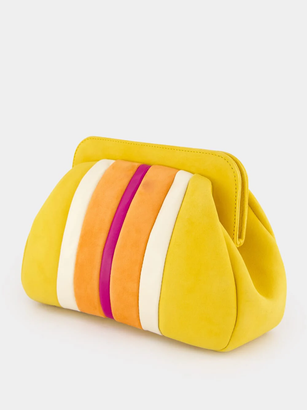 Medine Golden Yellow Leather and Suede Clutch - Image 5