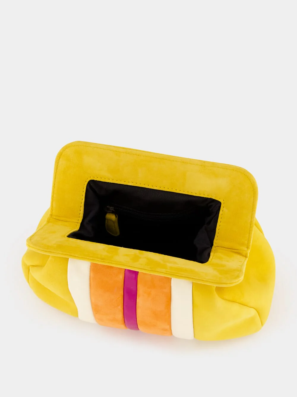 Medine Golden Yellow Leather and Suede Clutch - Image 6