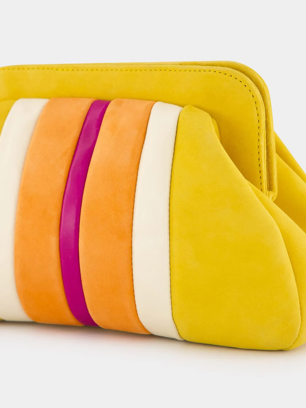 Medine Golden Yellow Leather and Suede Clutch - Image 7