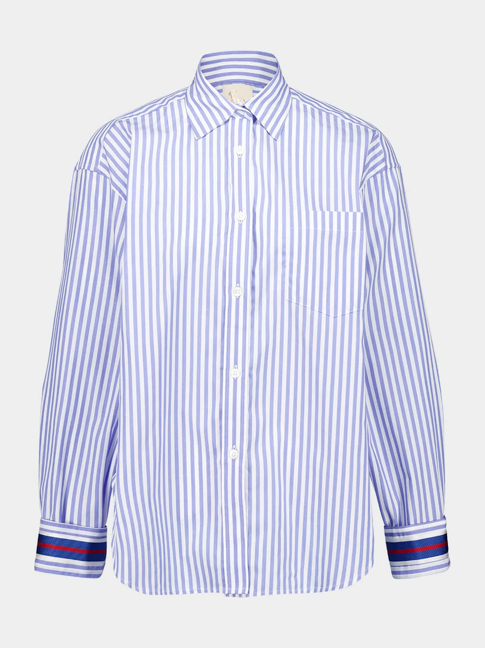Mirabi Blue Stripes Oversized Relaxed Fit Striped Shirt