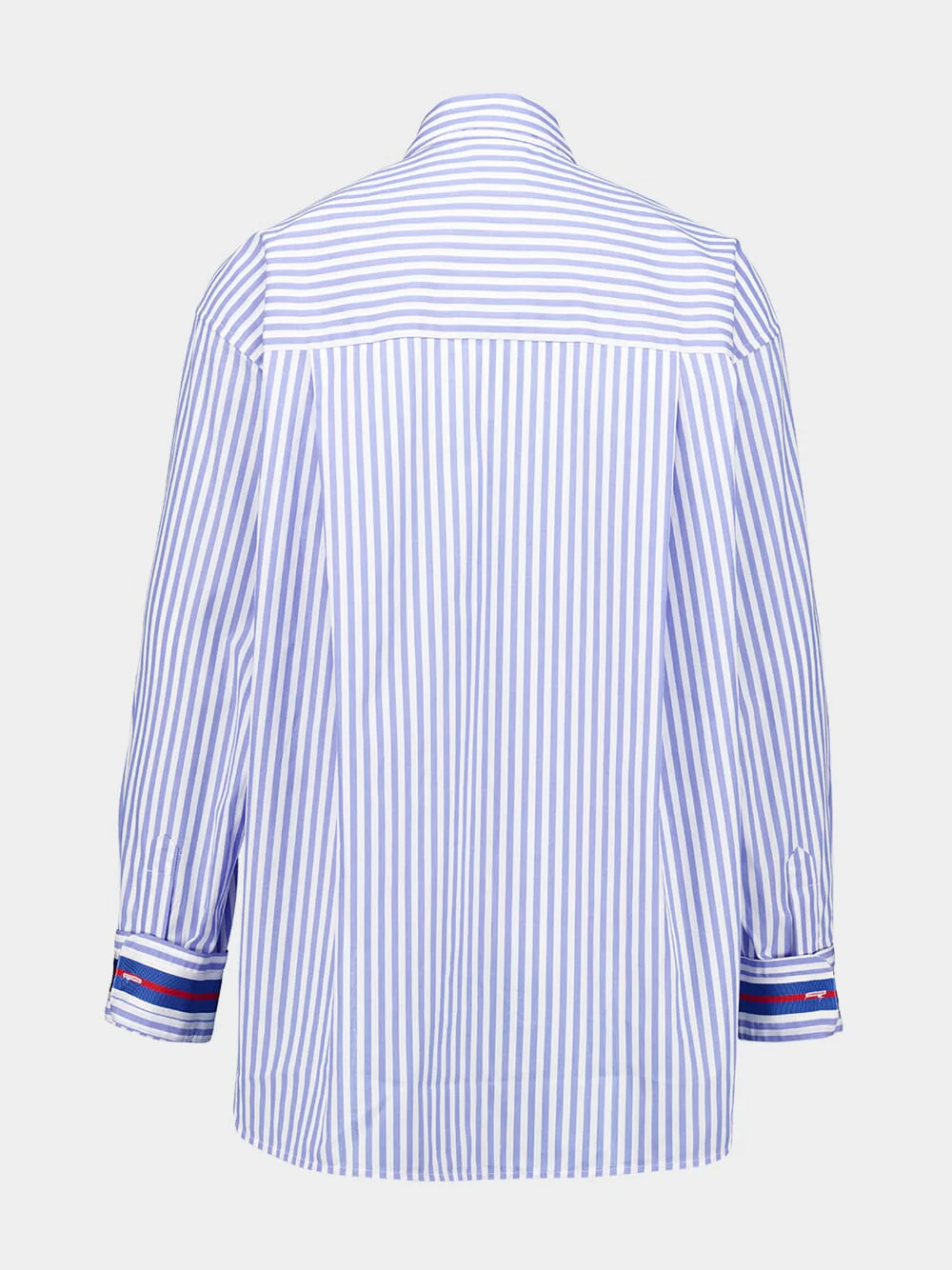 Mirabi Blue Stripes Oversized Relaxed Fit Striped Shirt - Image 3