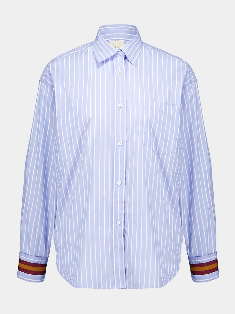 Mirabi Orange Stripes Oversized Relaxed Fit Striped Shirt