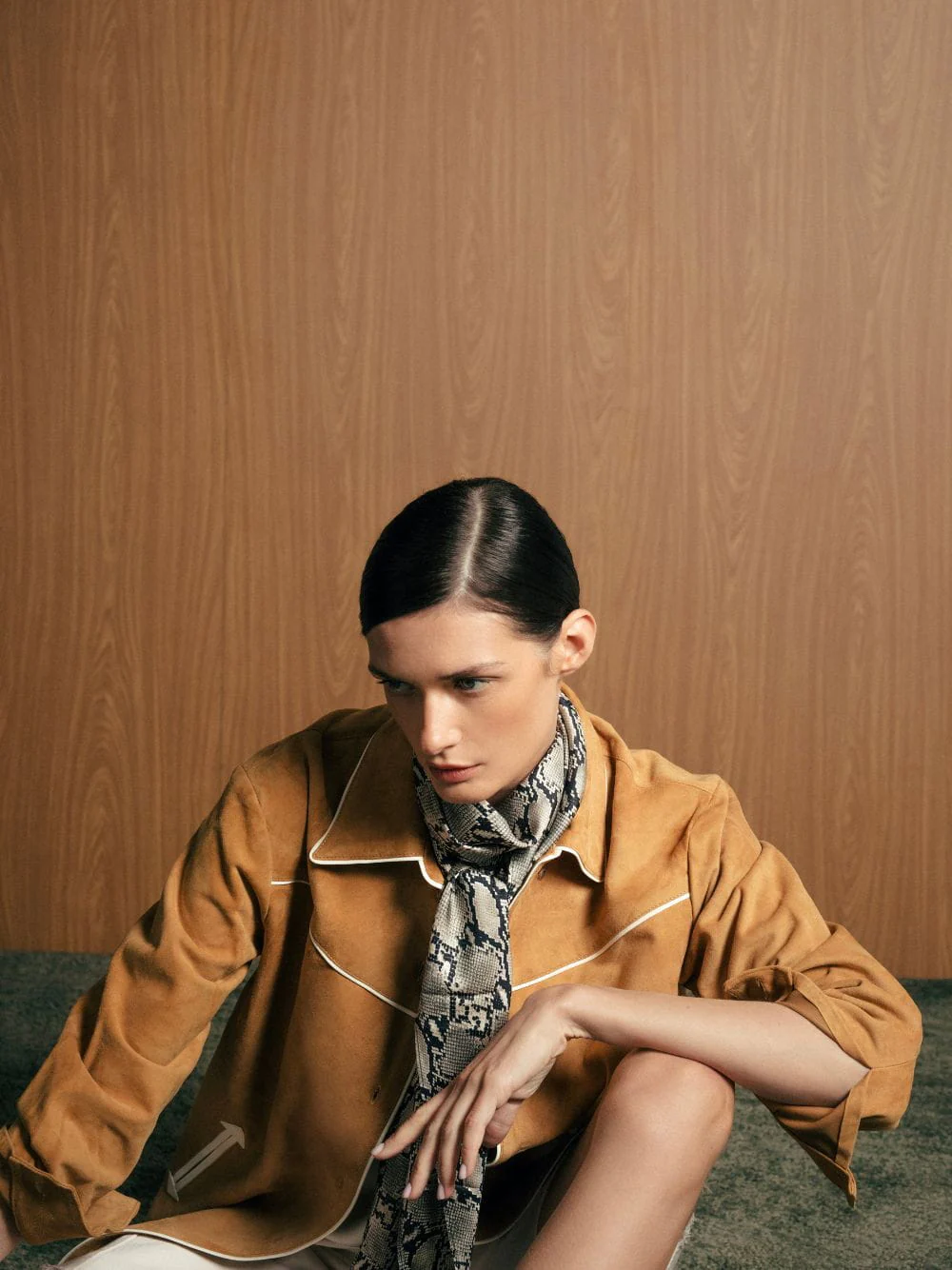 Narcisa Golden Brown Suede Embroidered Cowboy Shirt