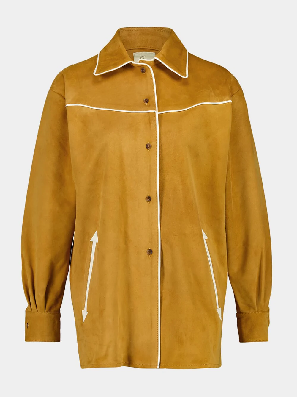 Narcisa Golden Brown Suede Embroidered Cowboy Shirt - Image 2