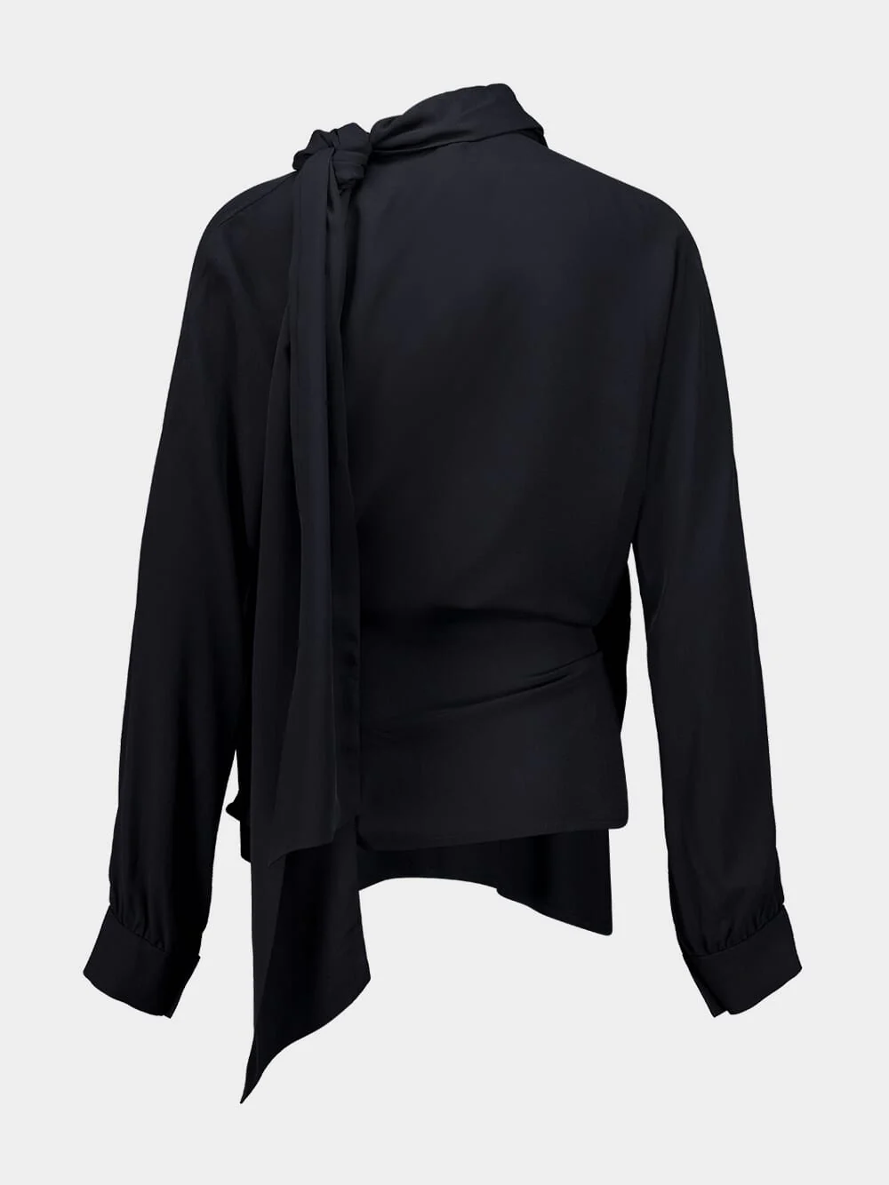 Narcissus Black Wrap Top with Collar Tie - Image 4