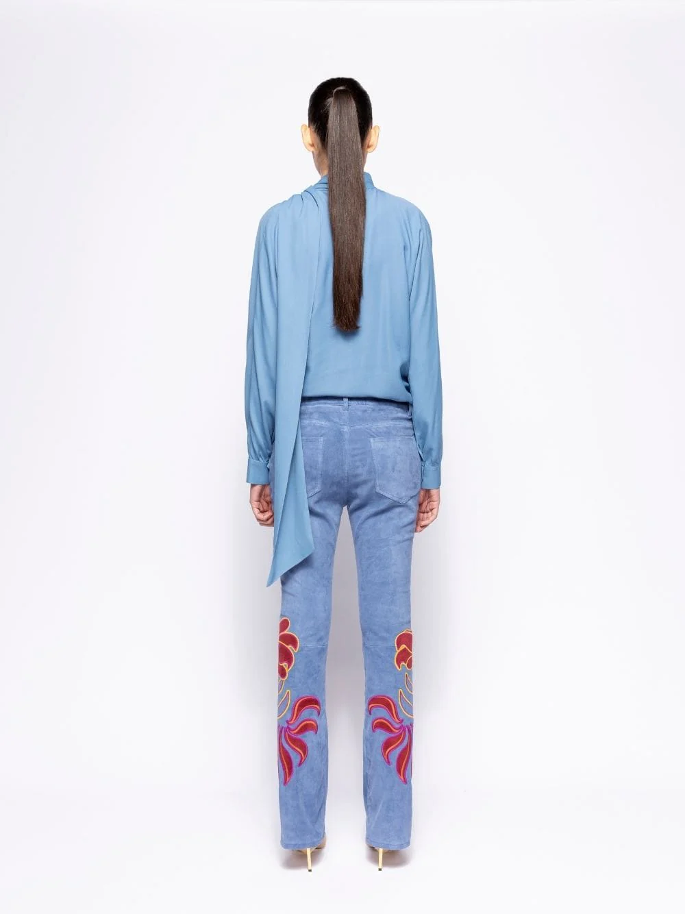 Narcissus Dutch Blue Wrap Top with Collar Tie - Image 4