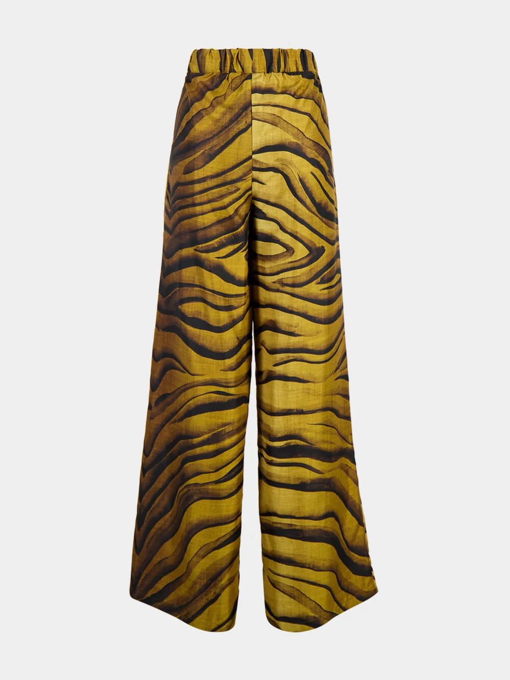 Nuria Tigerstripes Wide-Leg Printed Pants with Velvet Trim - Image 2