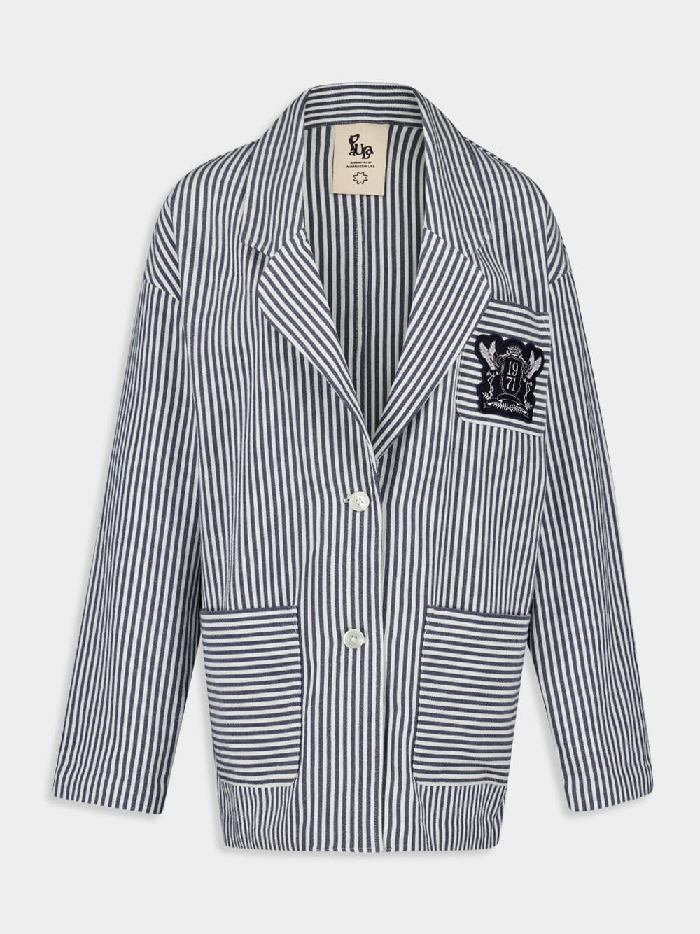 Nymphaea Navy Hand-Woven Blazer with Embroidery - Image 2