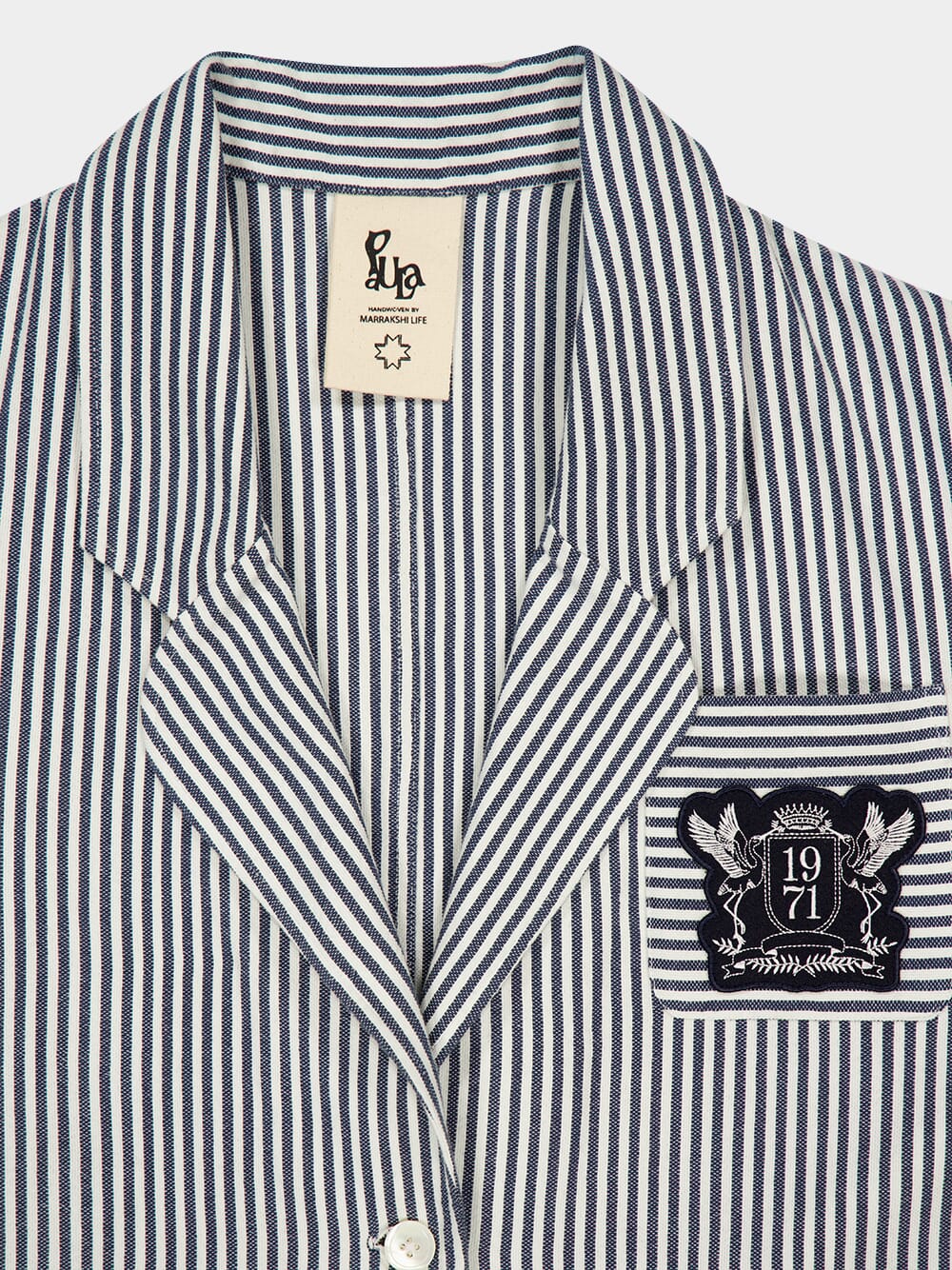 Nymphaea Navy Hand-Woven Blazer with Embroidery - Image 5