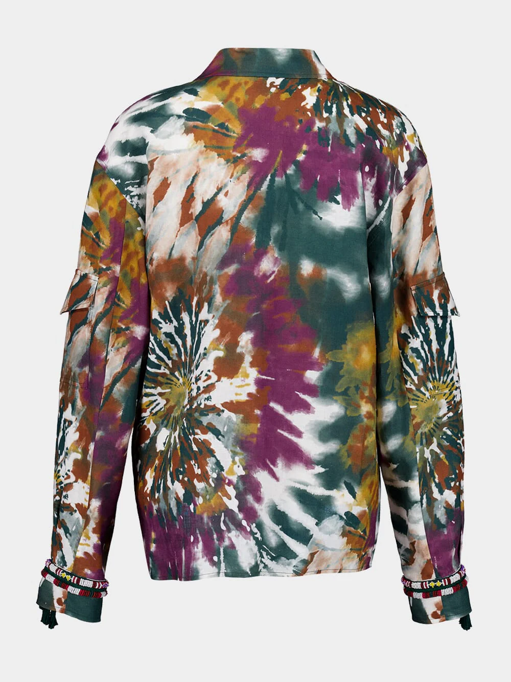 Ocotillo Printed Hand Beaded Embellished Linen Overshirt - Image 11