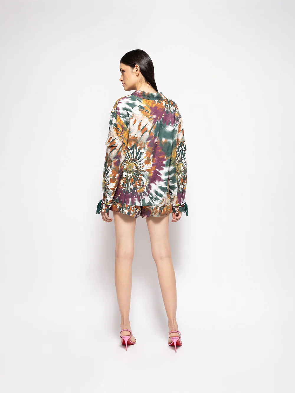 Ocotillo Printed Hand Beaded Embellished Linen Overshirt - Image 5