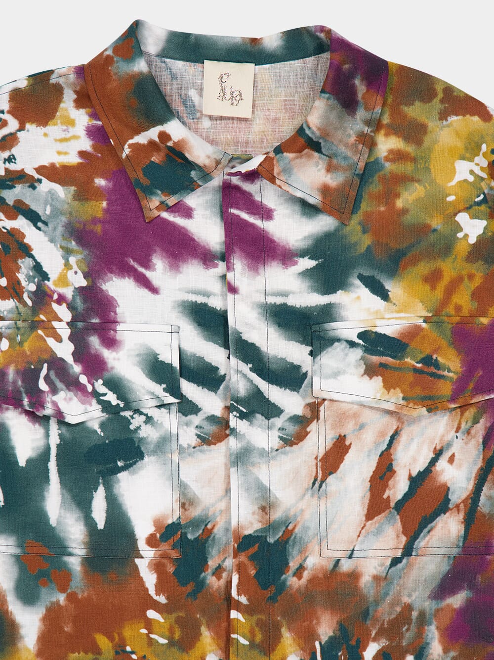 Ocotillo Printed Hand Beaded Embellished Linen Overshirt - Image 6