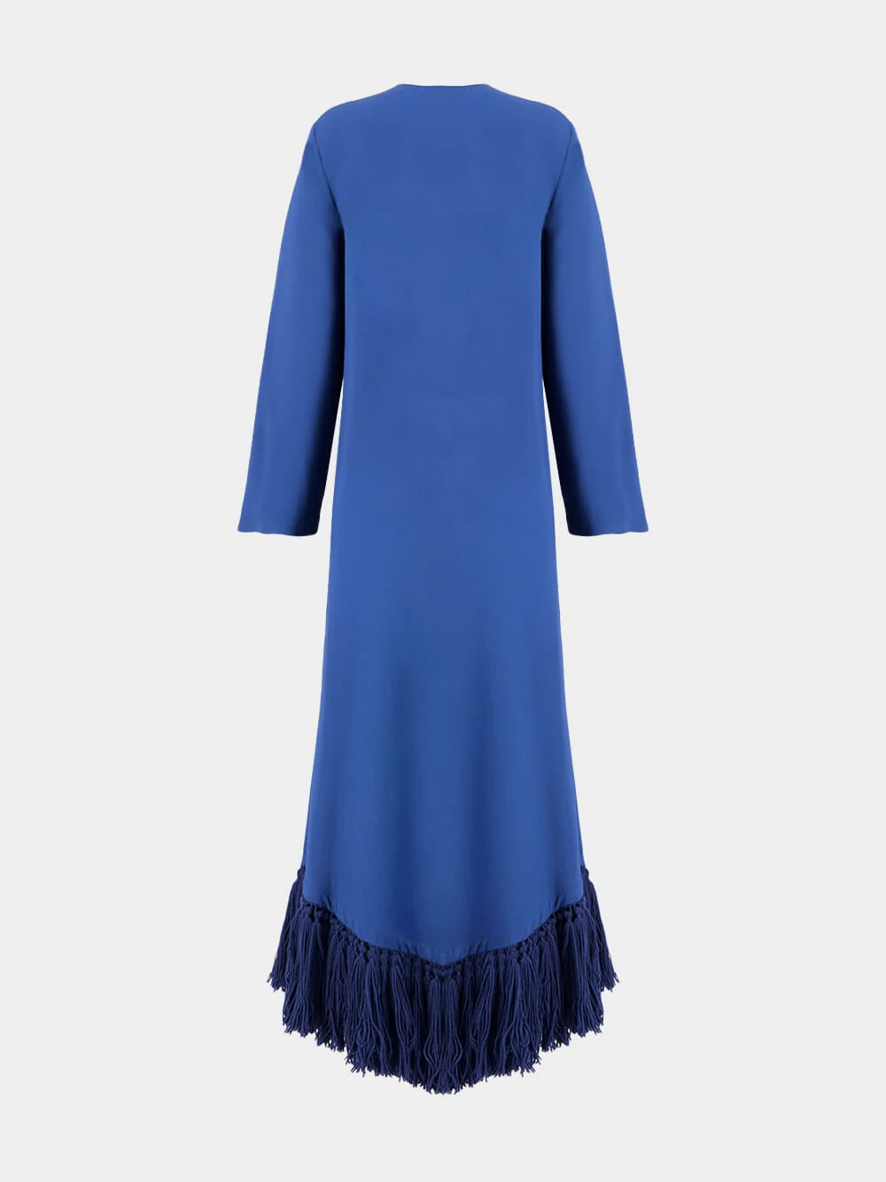 Onyx Estate Blue Chenille Embroidered Dress with Fringes - Image 4
