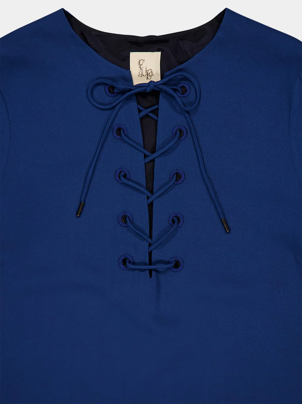 Onyx Estate Blue Chenille Embroidered Dress with Fringes - Image 7