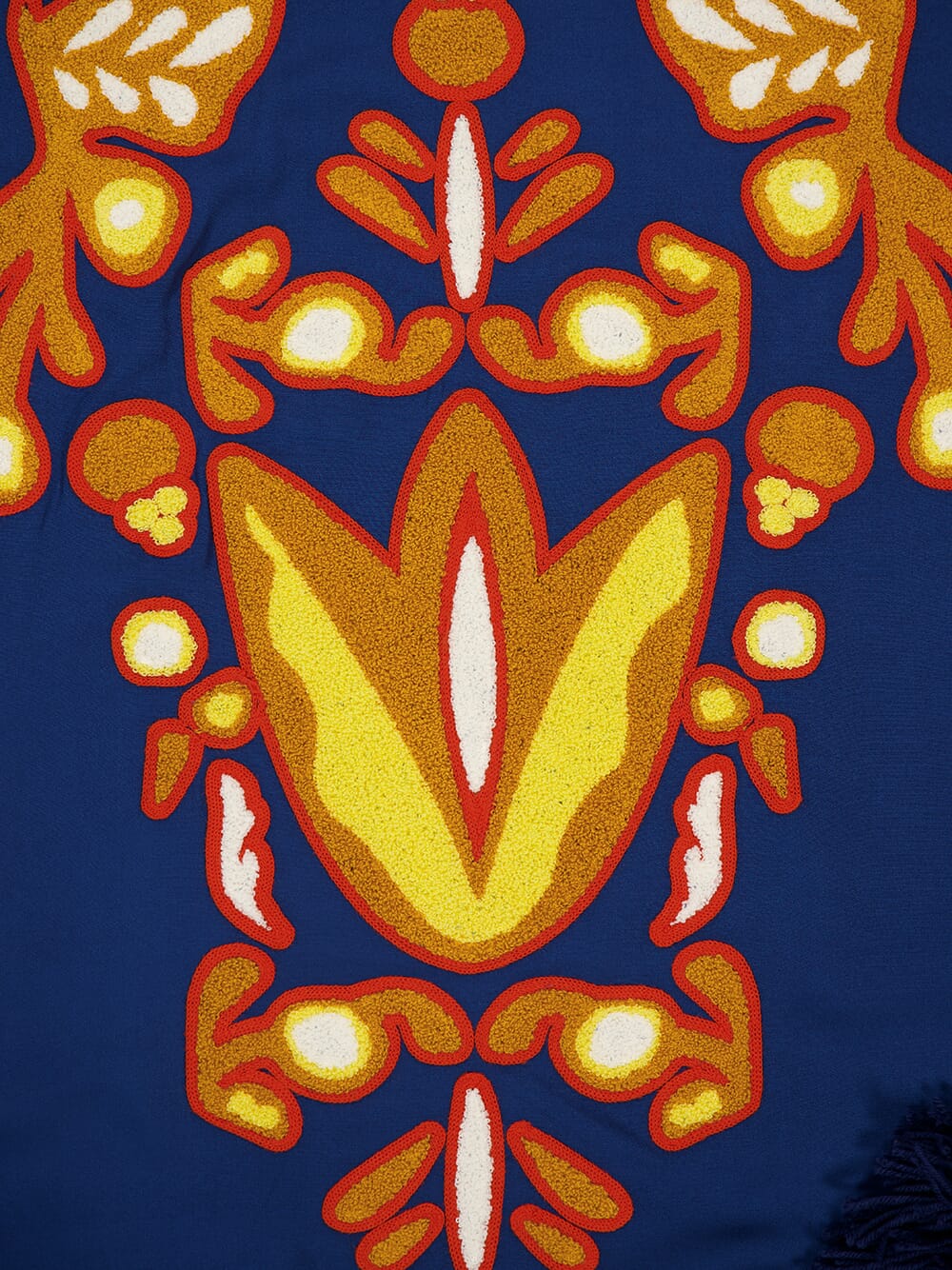 Onyx Estate Blue Chenille Embroidered Dress with Fringes - Image 8
