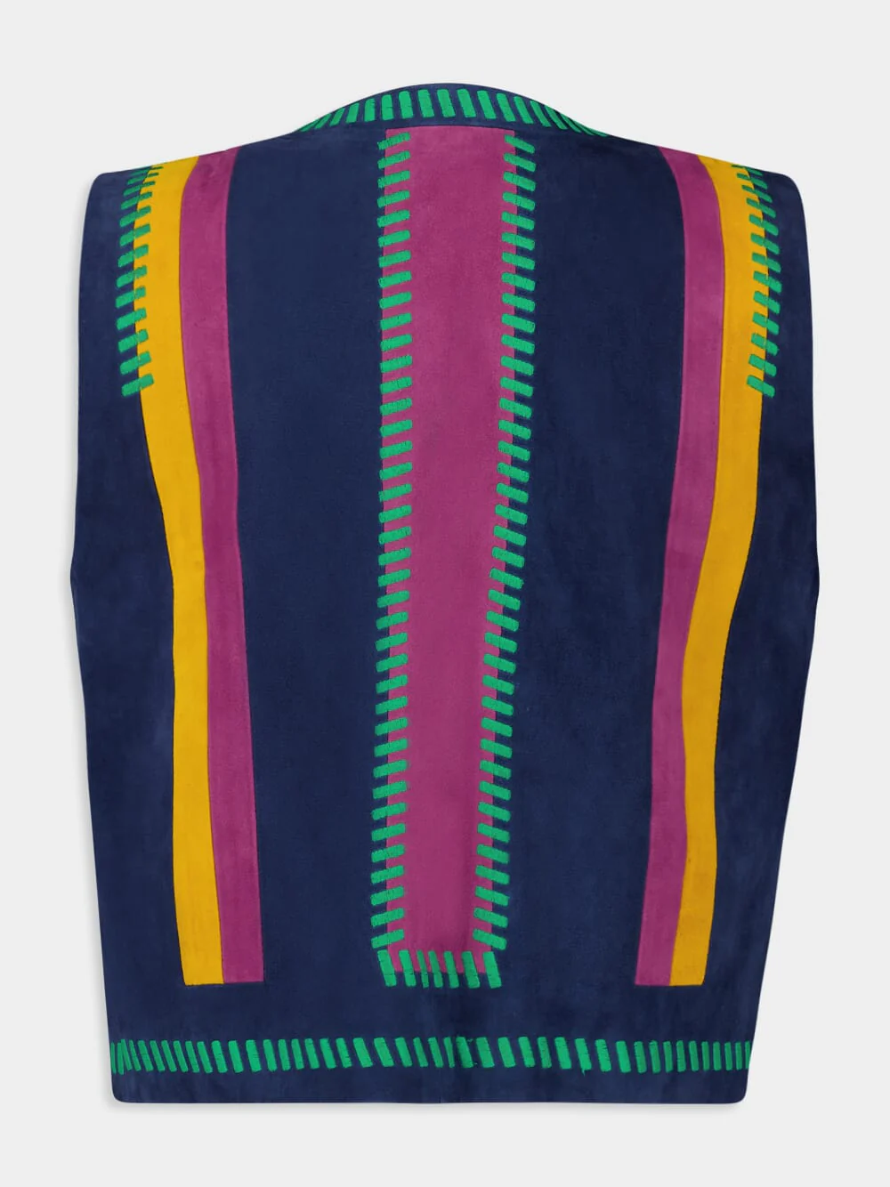 Pansy Estate Blue Embroidered Suede Vest - Image 3