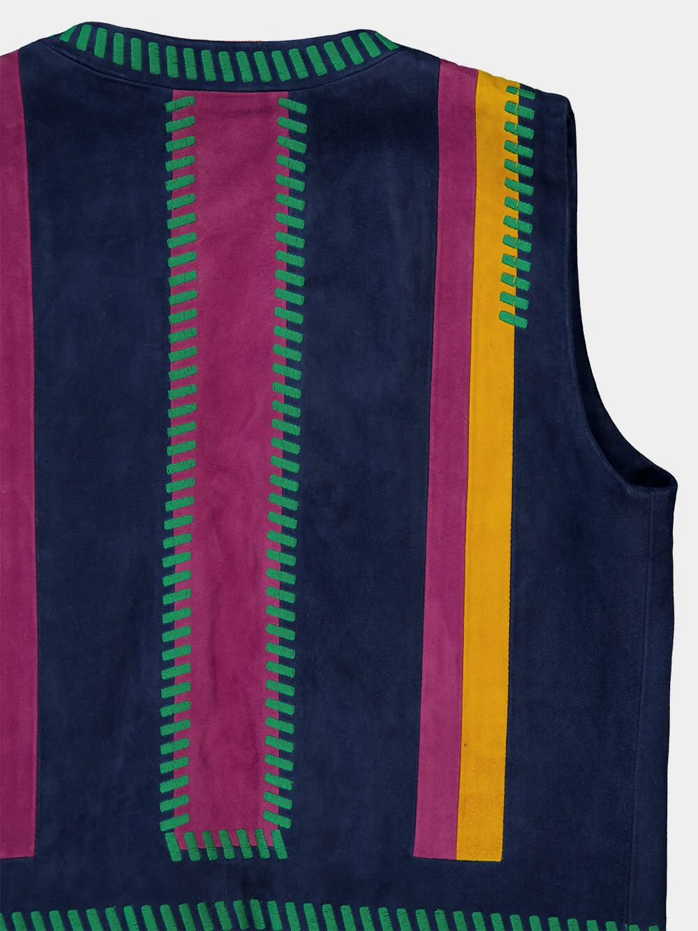 Pansy Estate Blue Embroidered Suede Vest - Image 6