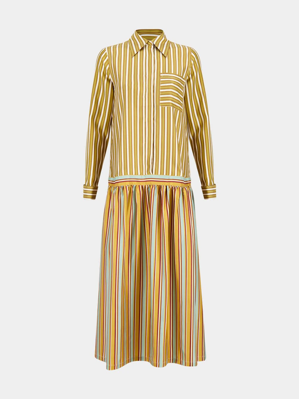 Rosalia Sun Stripes Printed A-Line Silk Twill Dress - Image 3