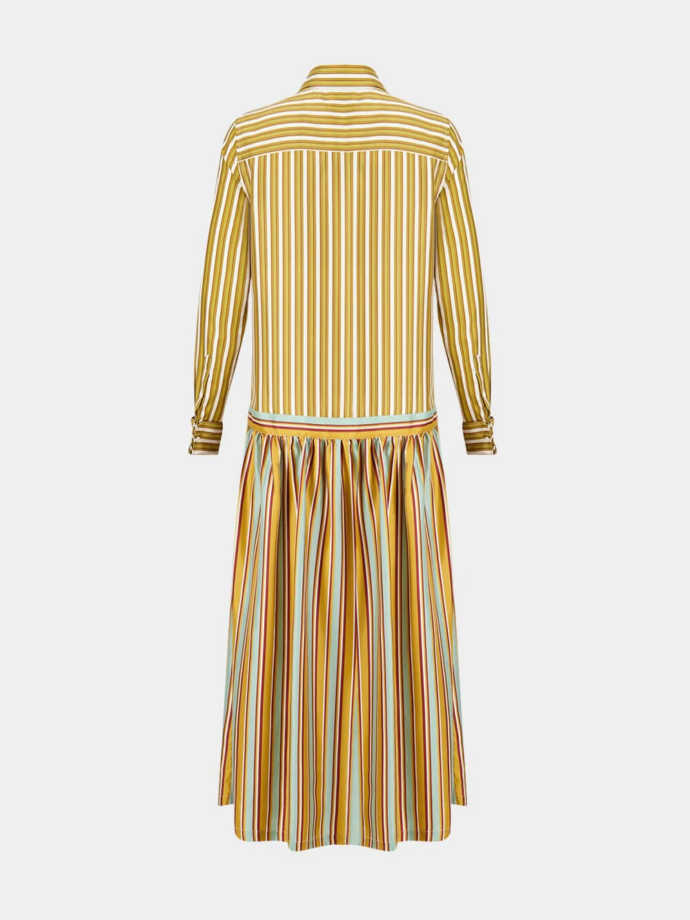 Rosalia Sun Stripes Printed A-Line Silk Twill Dress - Image 5
