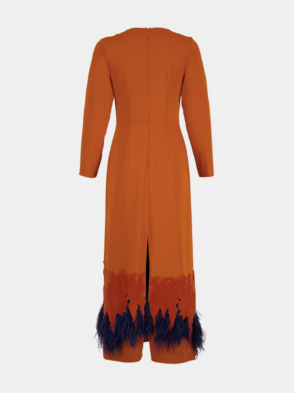 Sakura Cinnamon Stick Embroidered Long-Sleeved Maxi Dress with Feathers - Image 5