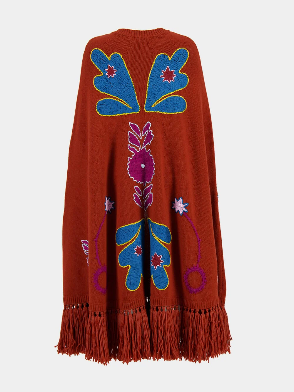 Saphire Orange Hand-Embroidered Knitted Cape - Image 3