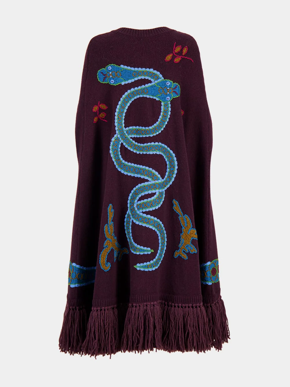 Saphire Purple Hand-Embroidered Knitted Cape - Image 5