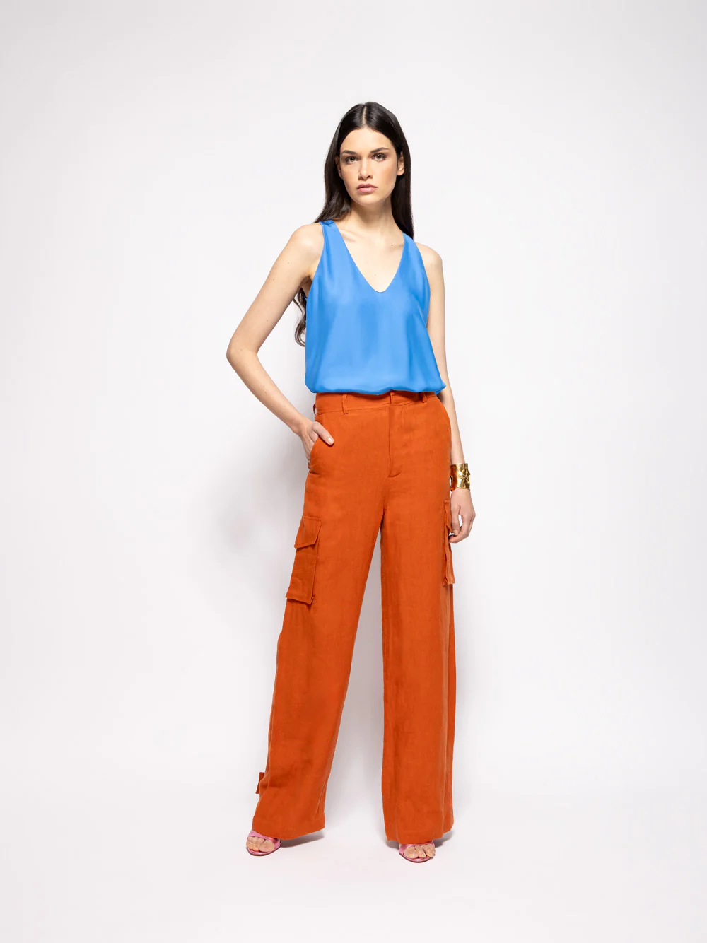Serena Blue Silk Tank-Top - Image 2