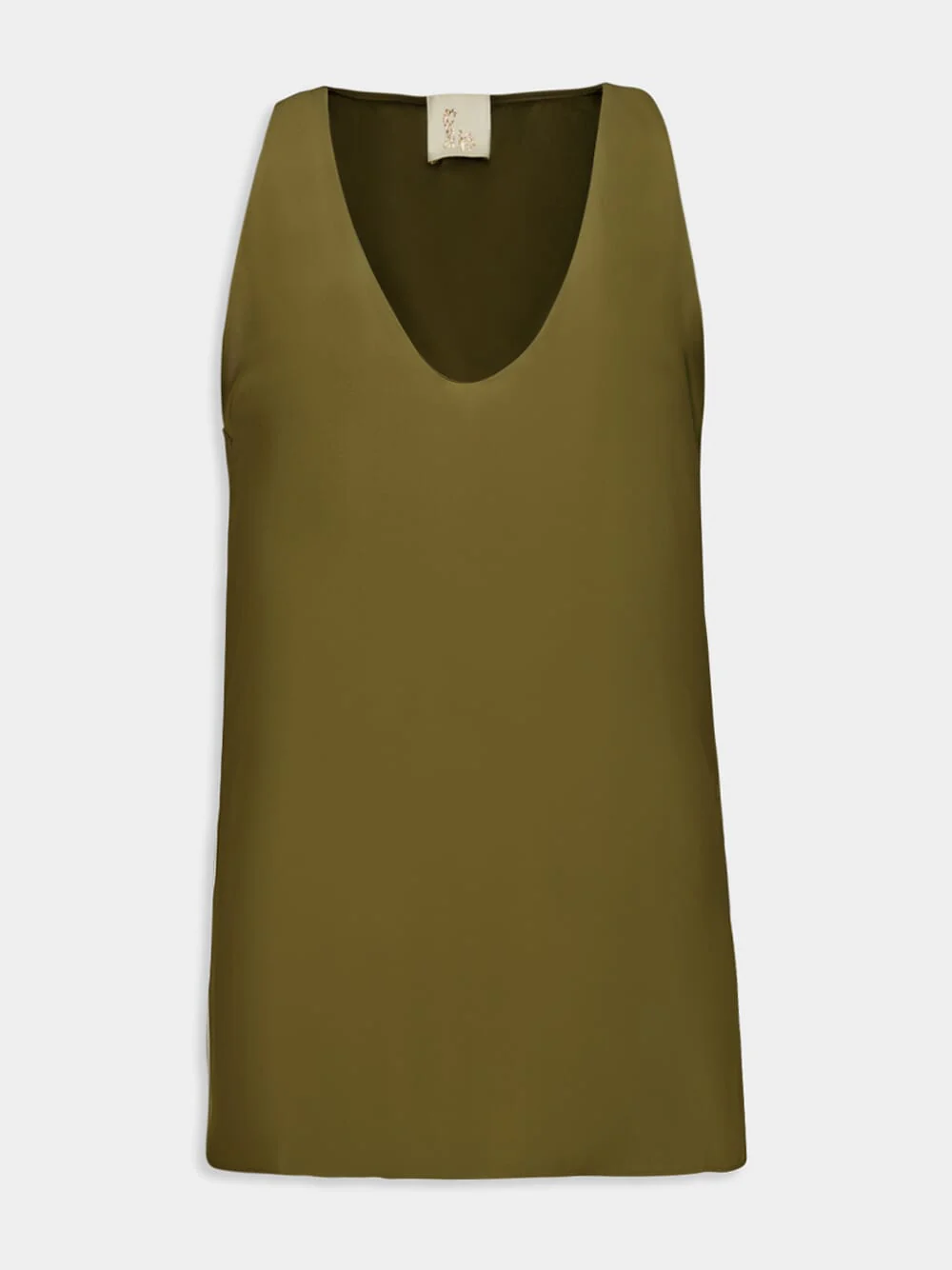 Serena Fir Green Silk Tank-Top