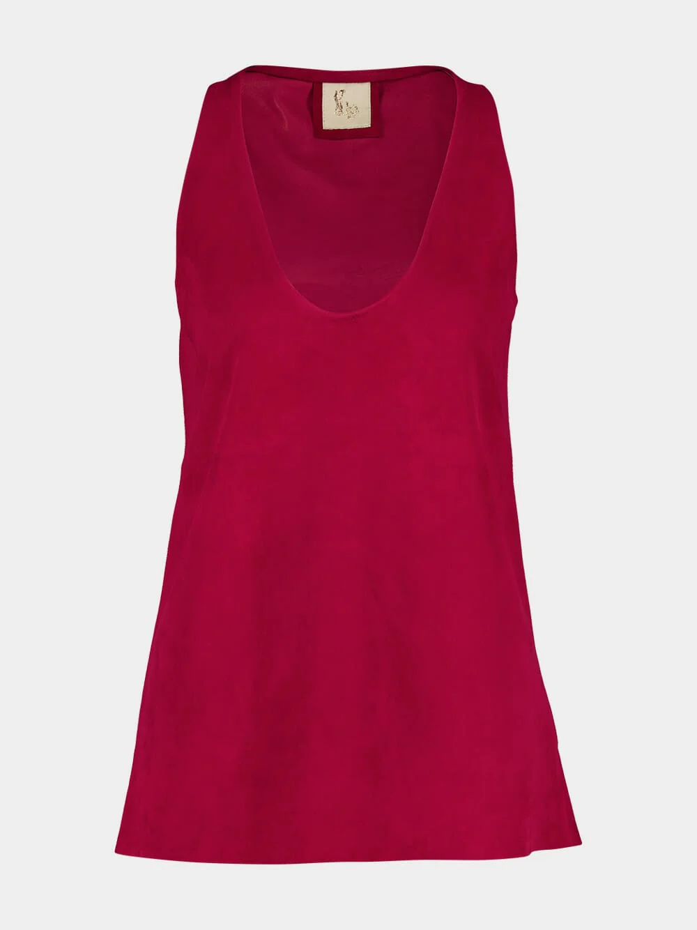 Serena Red Dahlia Scoop-Neck Leather Tank Top