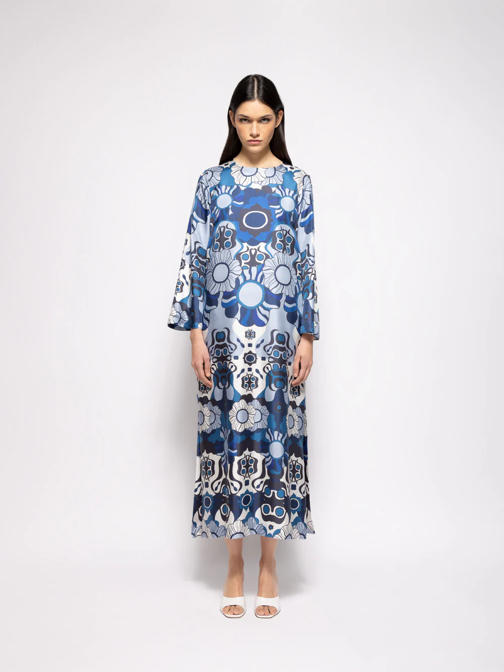 Shirley Flora Mix Printed Silk Twill A-Line Dress - Image 3