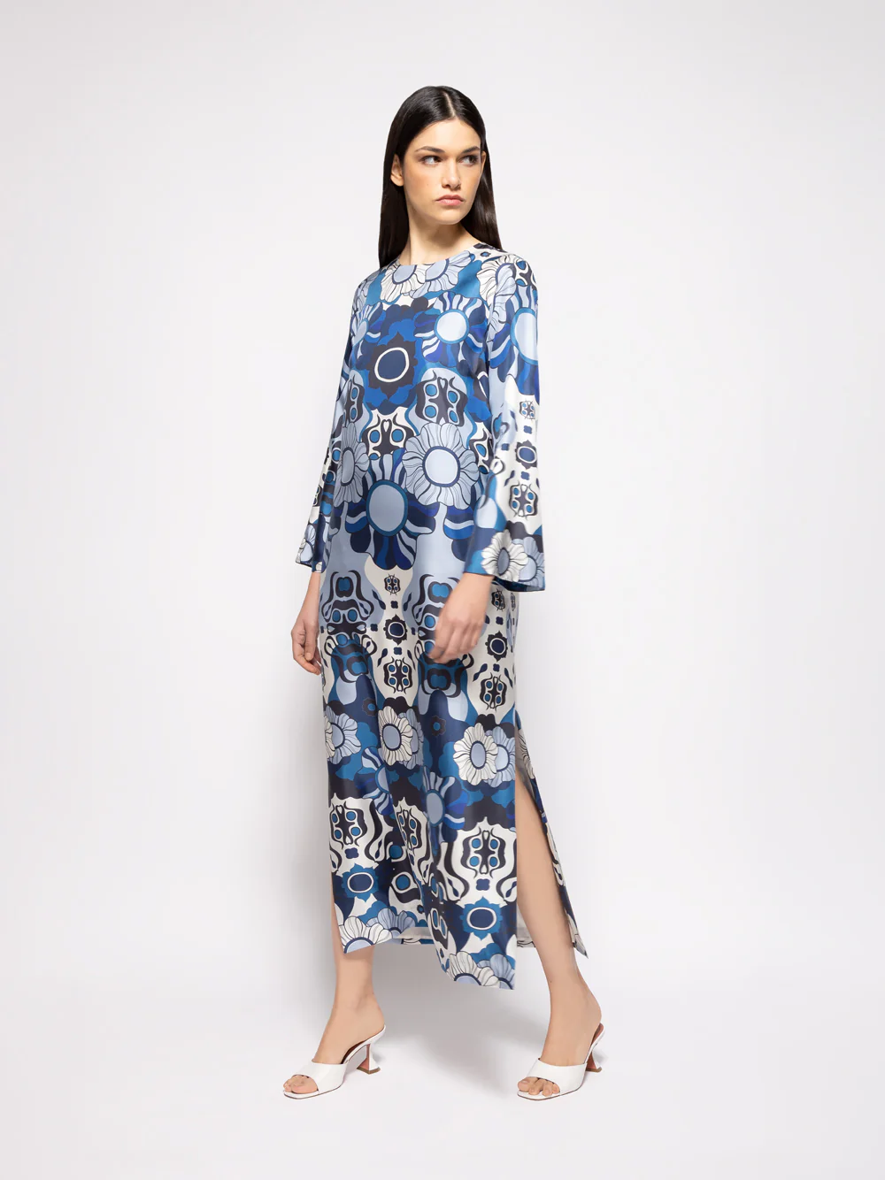 Shirley Flora Mix Printed Silk Twill A-Line Dress - Image 7
