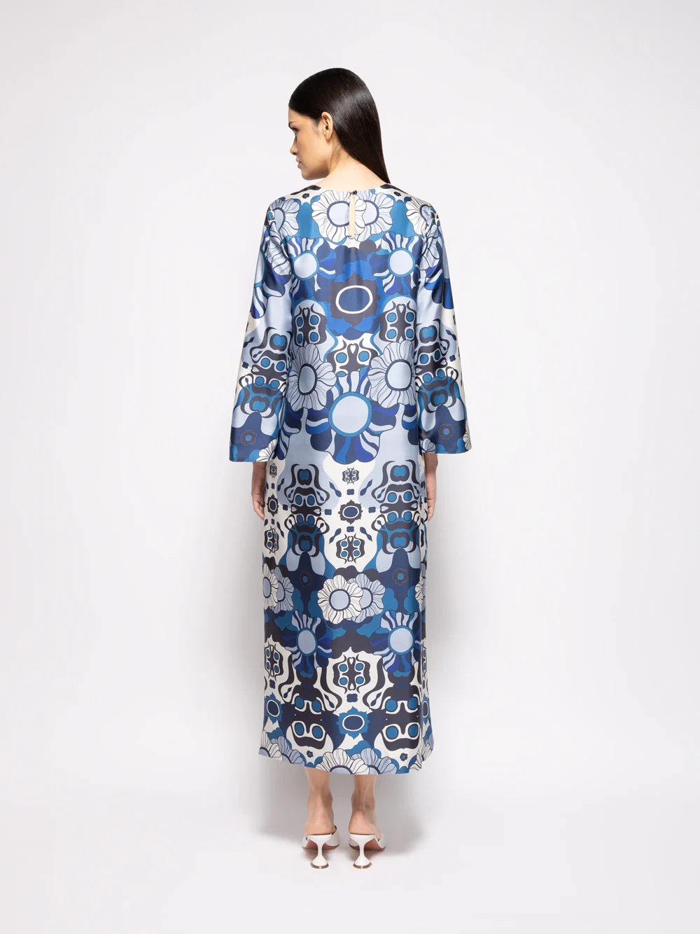 Shirley Flora Mix Printed Silk Twill A-Line Dress - Image 8
