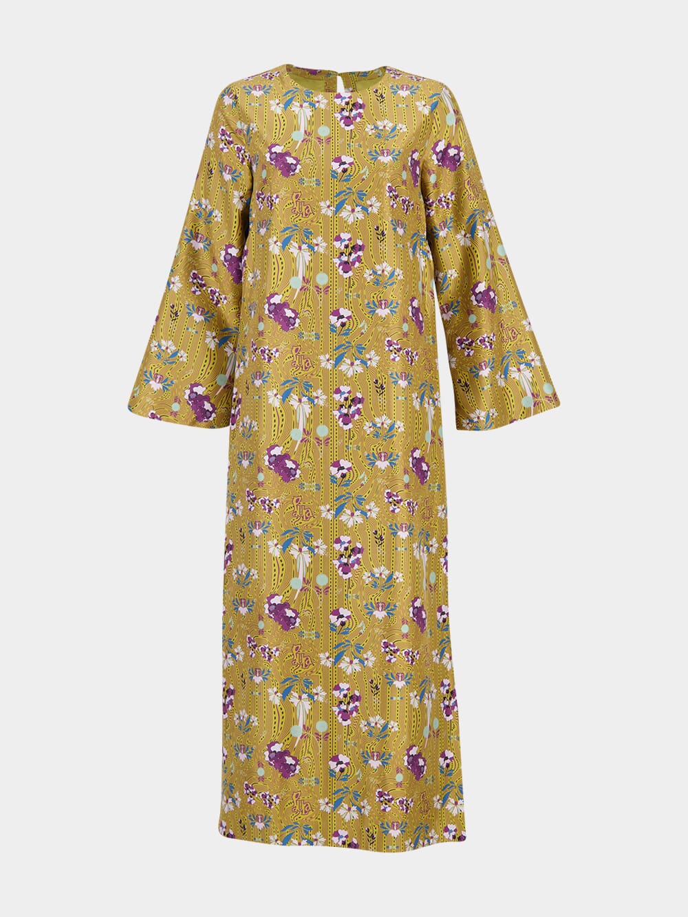 Shirley Floral Psic Printed Silk Twill A-Line Dress - Image 2