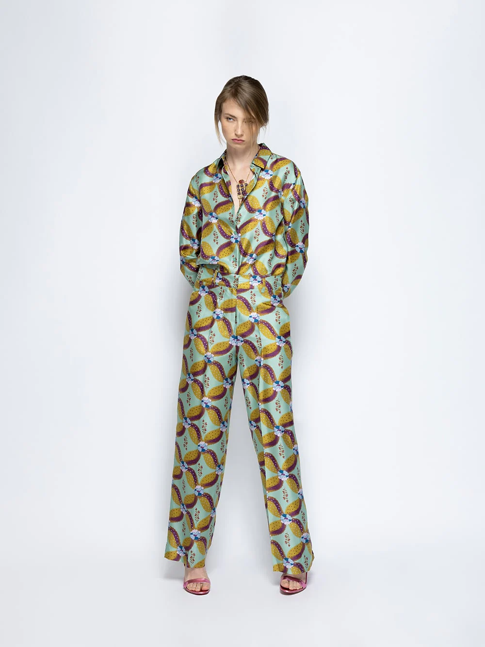 Sonia Aquageo Printed Silk Twill Pants