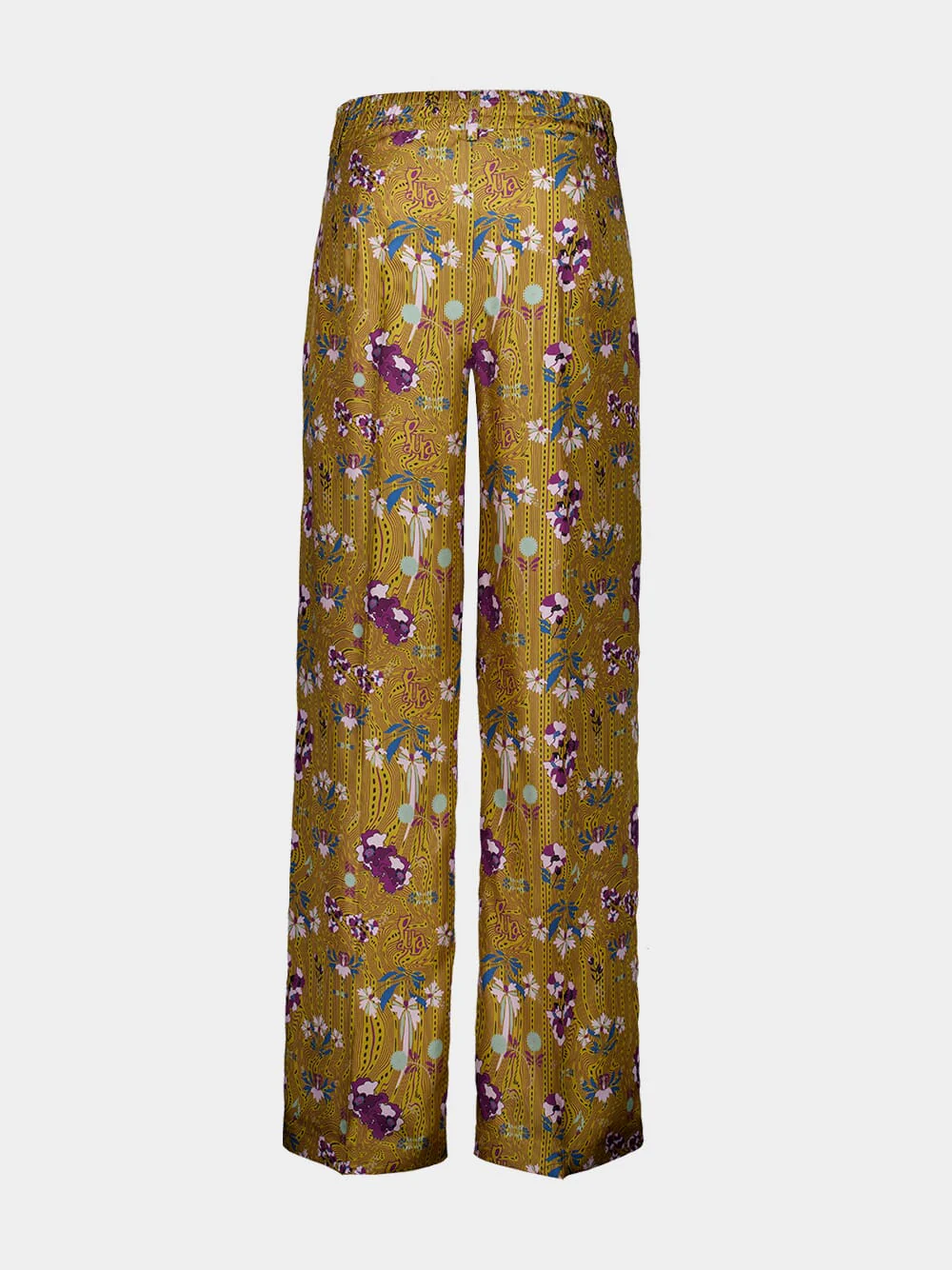 Sonia Floral Psic Printed Silk Twill Pants - Image 3
