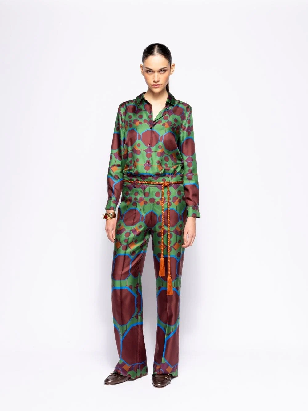 Sonia Octa Print Printed Silk Twill Pants