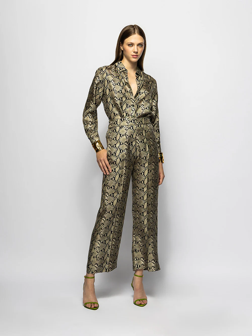 Sonia Snakeskin Printed Silk Twill Pants - Image 2