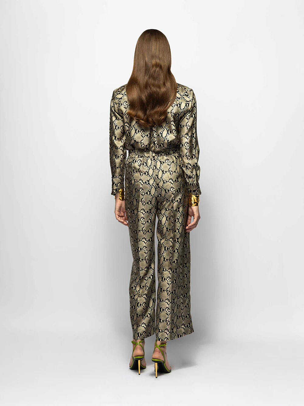Sonia Snakeskin Printed Silk Twill Pants - Image 4