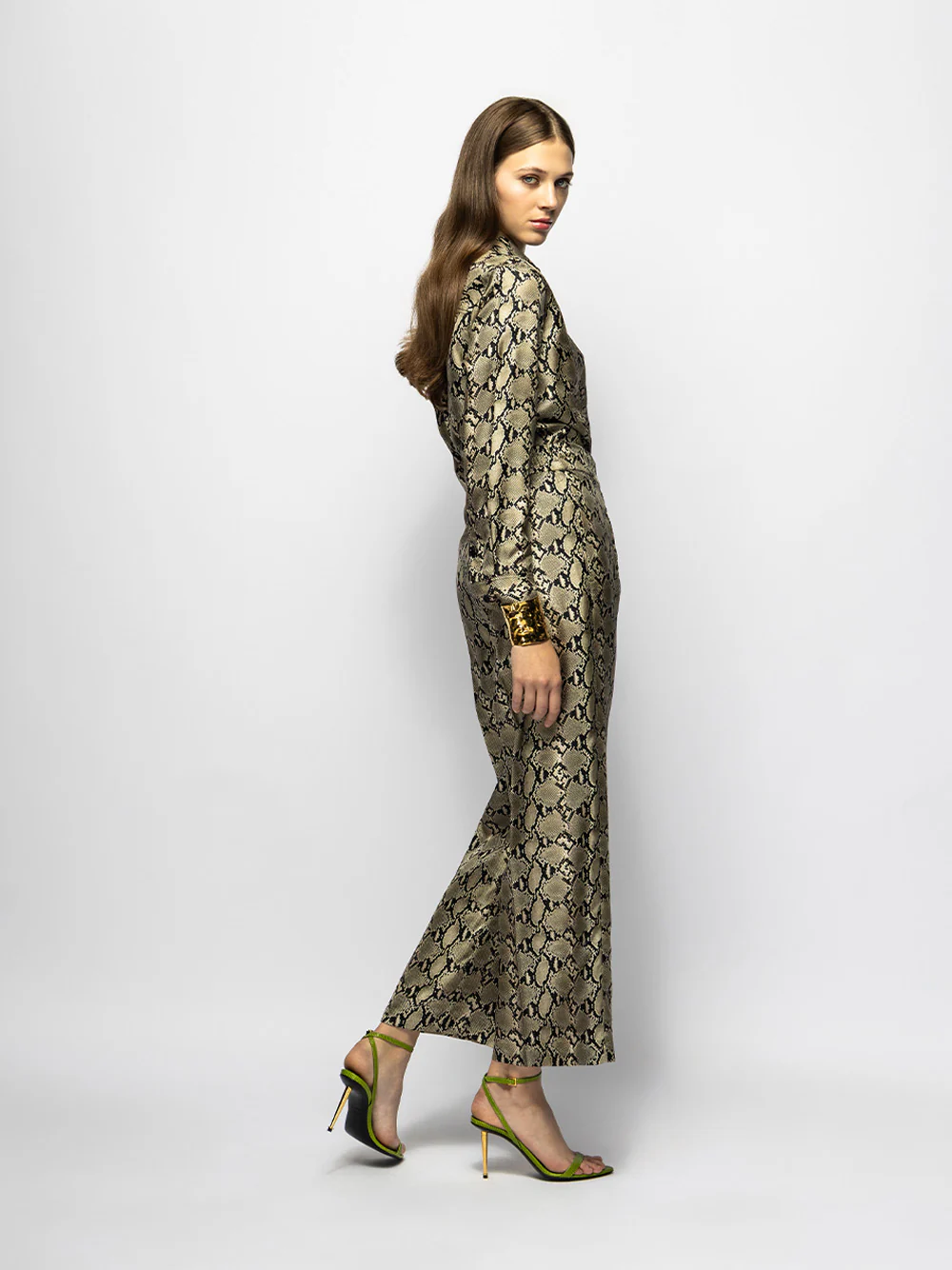 Sonia Snakeskin Printed Silk Twill Pants - Image 6
