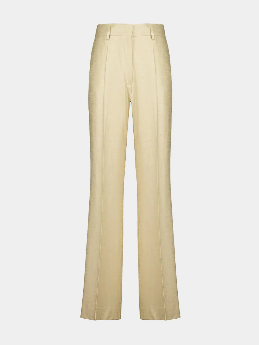 Stacy Beige Wide-Leg Tailored Twill Pants