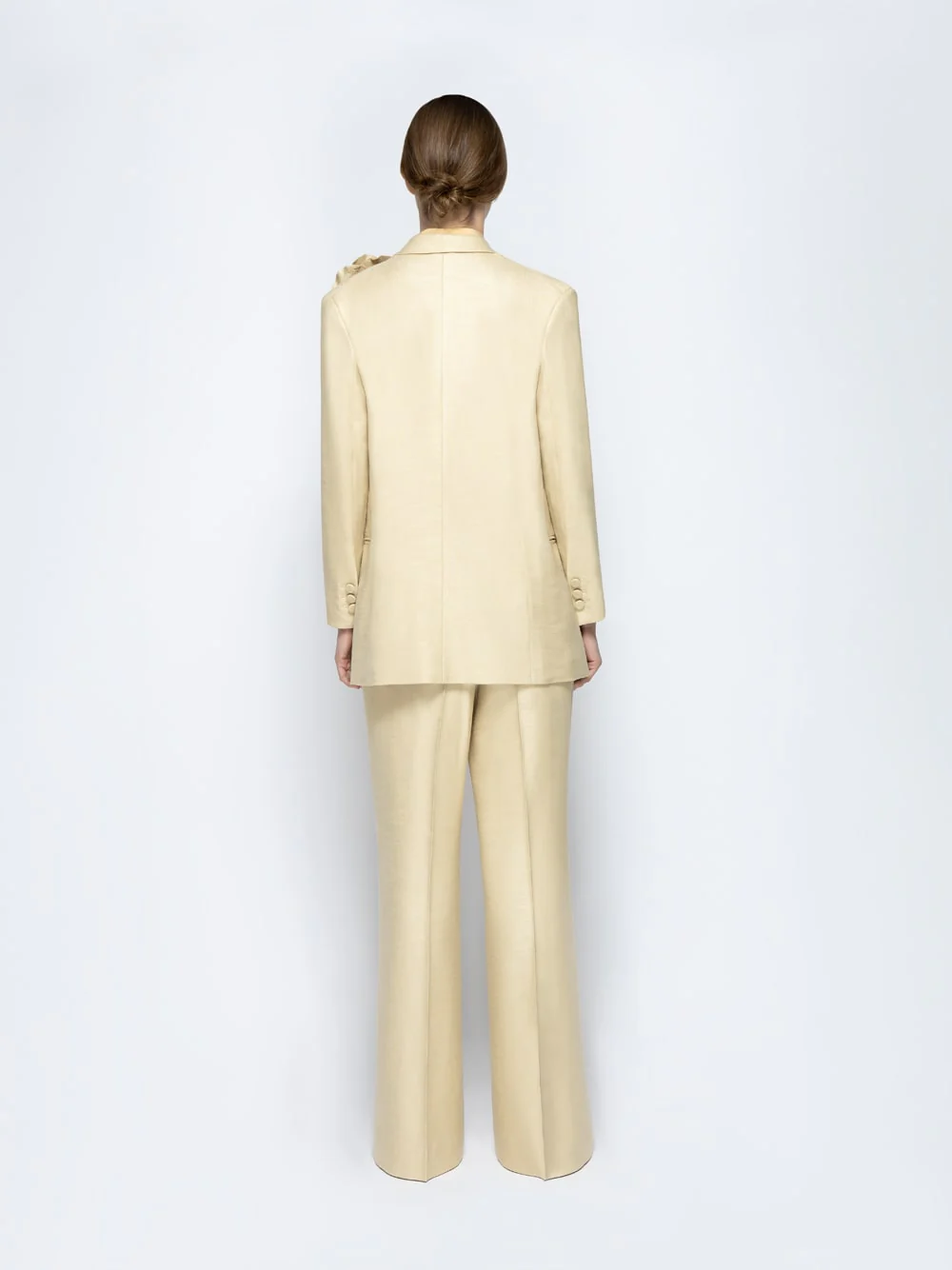 Stacy Beige Wide-Leg Tailored Twill Pants - Image 4