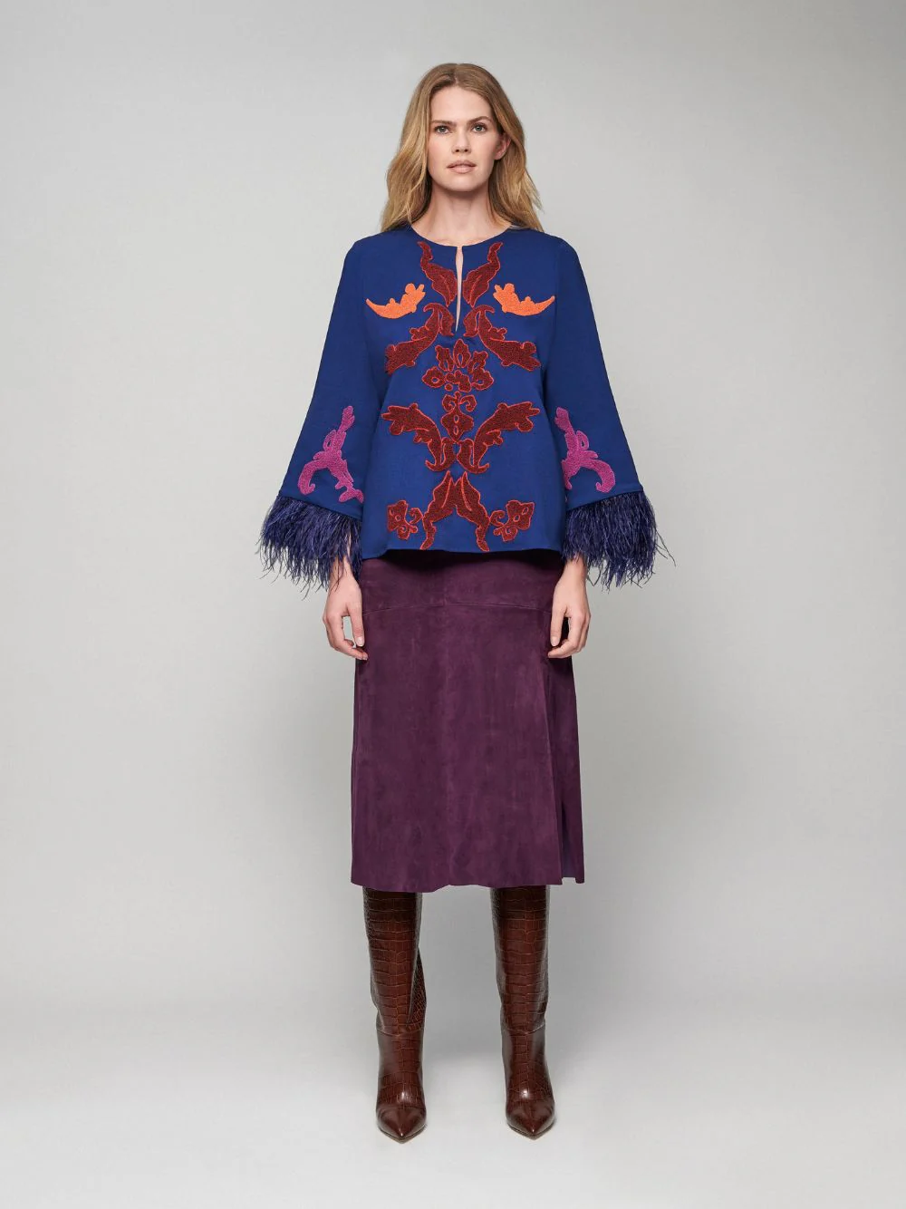 Temis Embroidered Blouse With Feathers
