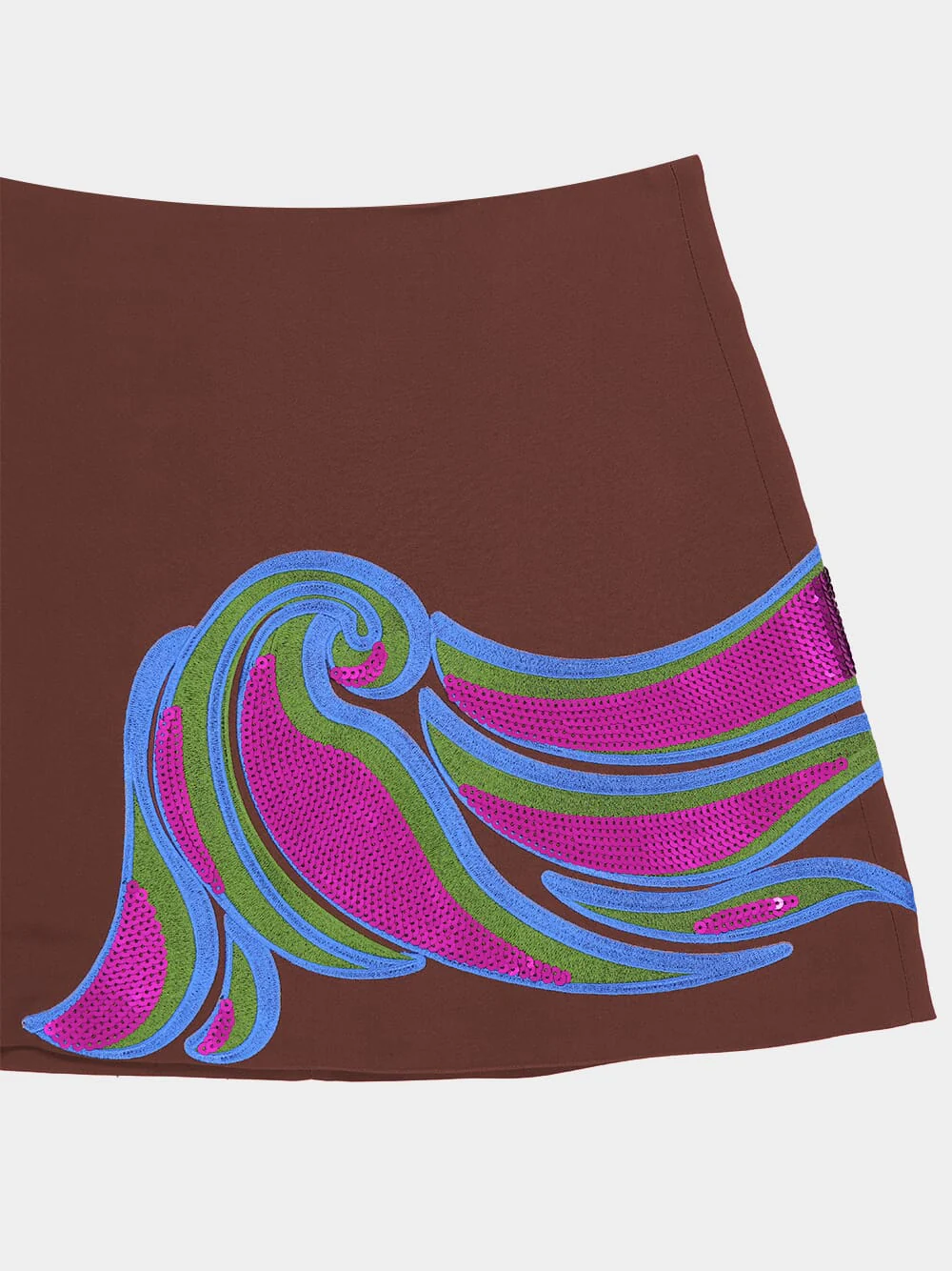 Teresa Coffee Bean Embroidered Mini Skirt - Image 6