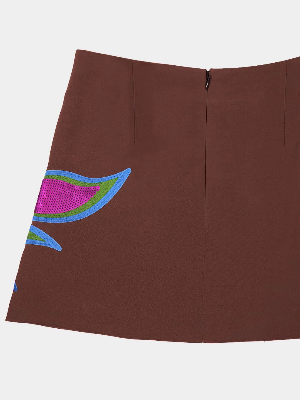 Teresa Coffee Bean Embroidered Mini Skirt - Image 8