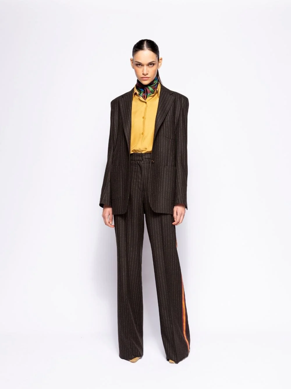 Torenia Coffee Bean Striped Pants with Side Detail - Image 2